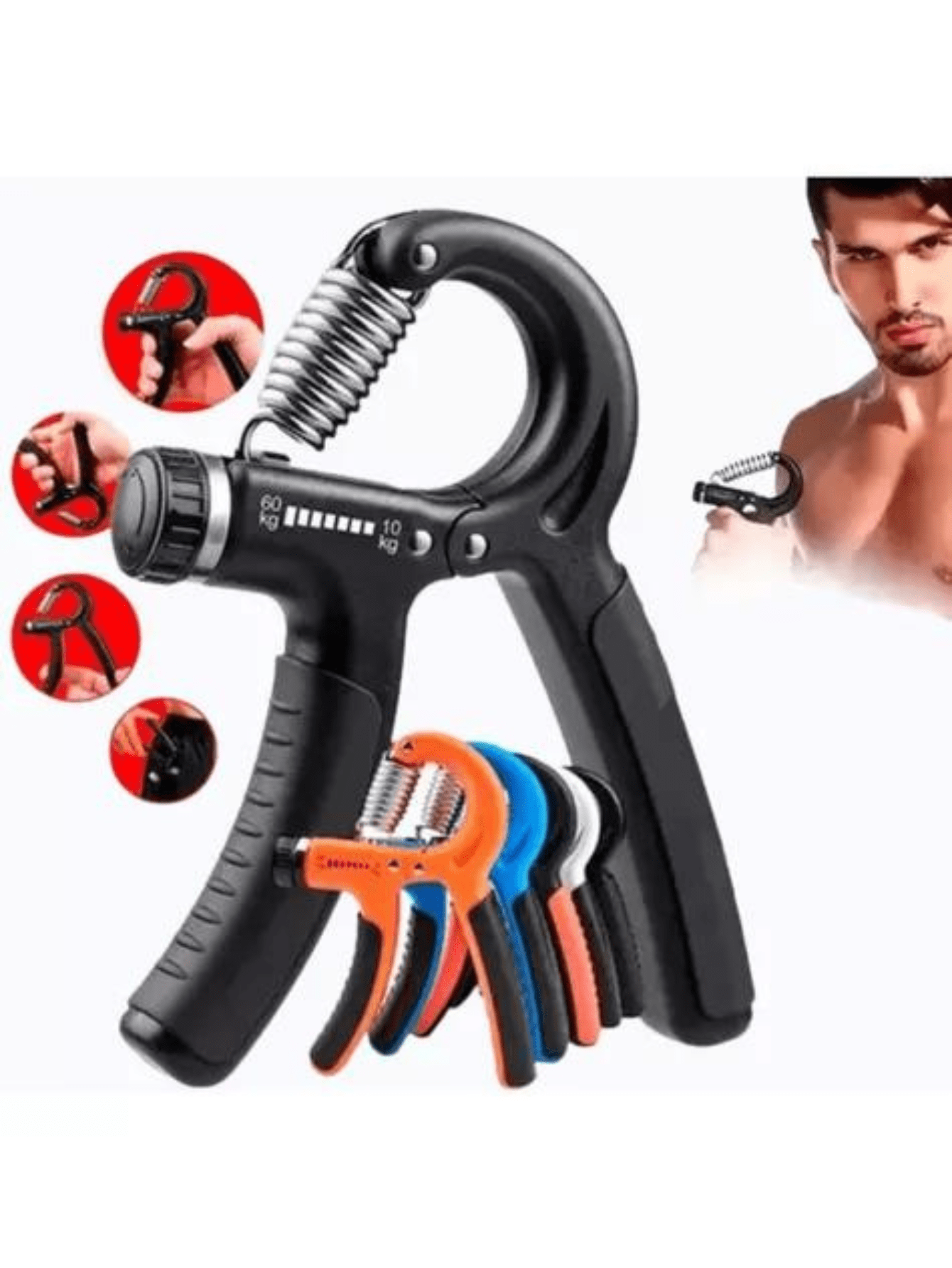 Hand Grip Com Mola Ajuste 5kg A 60kg Antebraço Rushy
