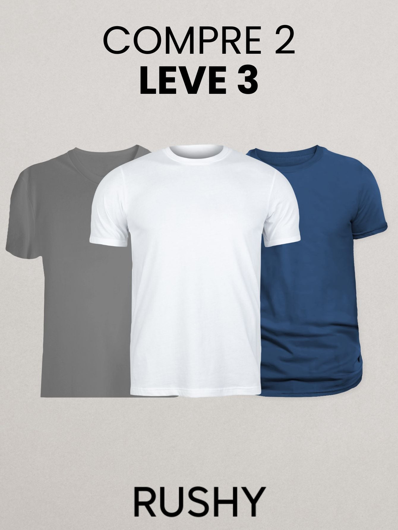 Kit 3 Camisetas Esportivas Dry-Fit Rushy - Compre 2 Leve 3