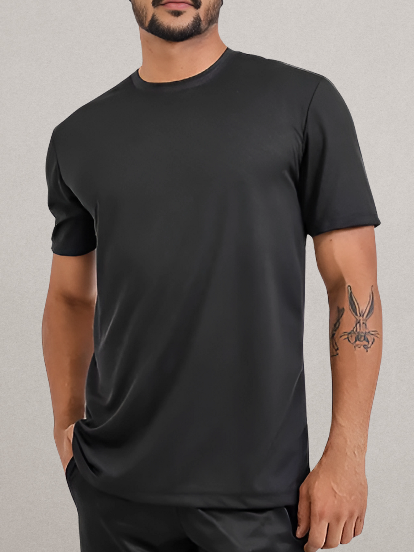 Camiseta Masculina Esportiva Dry-Fit Preta Rushy